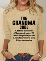 Casual Long Sleeve Crew Neck Text Letters Loose Regular Blouse