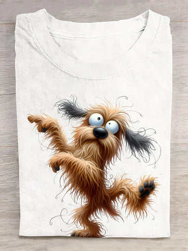 Casual Short Sleeve Crew Neck Dog Loose Regular T-Shirt