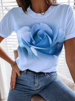 Casual Short Sleeve Crew Neck Floral Loose Regular T-Shirt