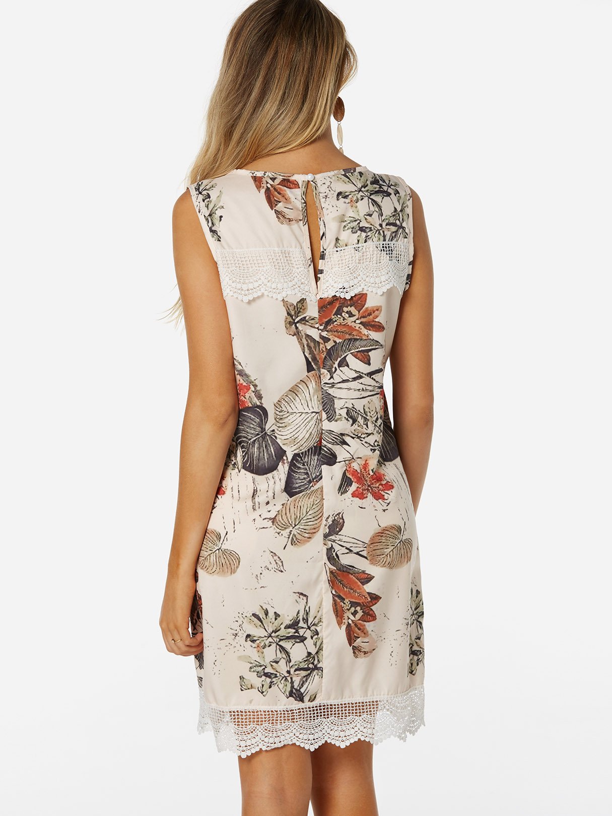NEW FEELING Womens Beige Floral Dresses