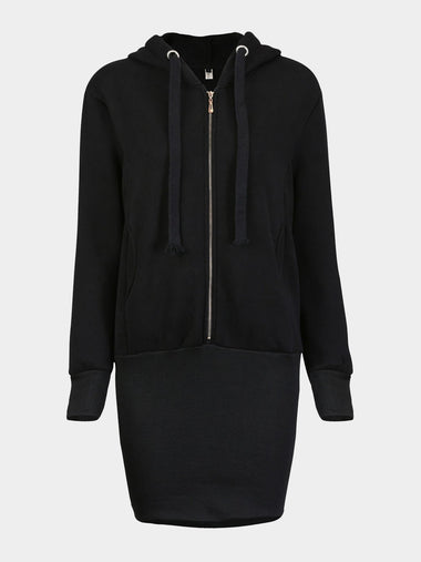 Wholesale Black Casual Hooded Dress