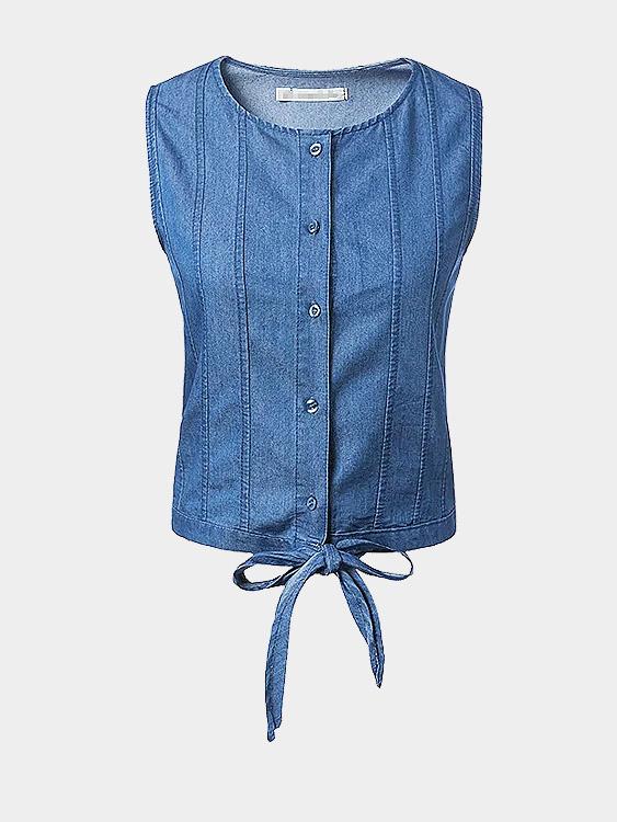 Wholesale Round Neck Sleeveless Blue Camis
