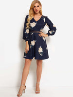 OEM ODM White Dress Blue Floral