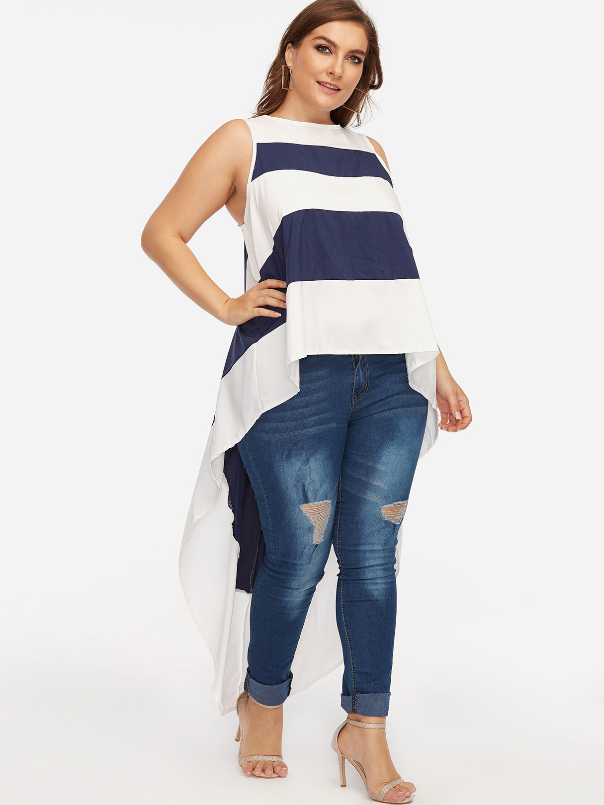 OEM Ladies Striped Plus Size Tops
