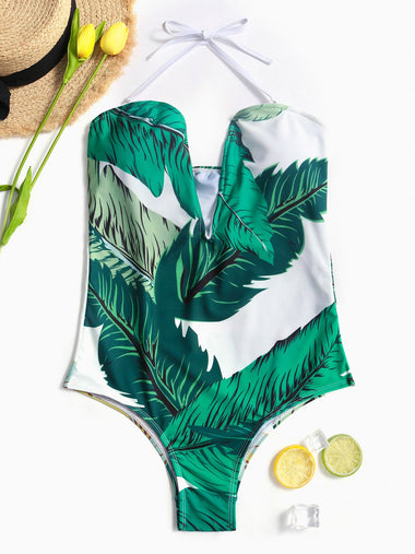 Wholesale V-Neck Backless Sleeveless One-Pieces