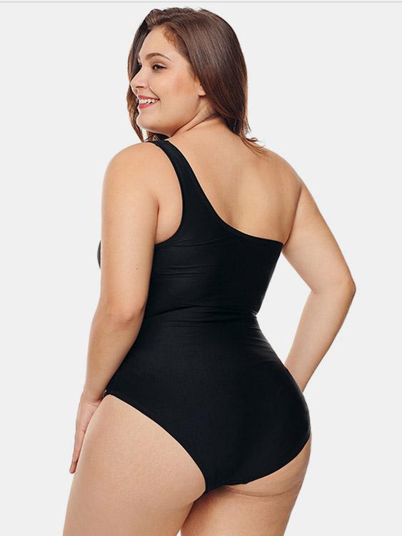 NEW FEELING Womens Black Plus Size Swimwear