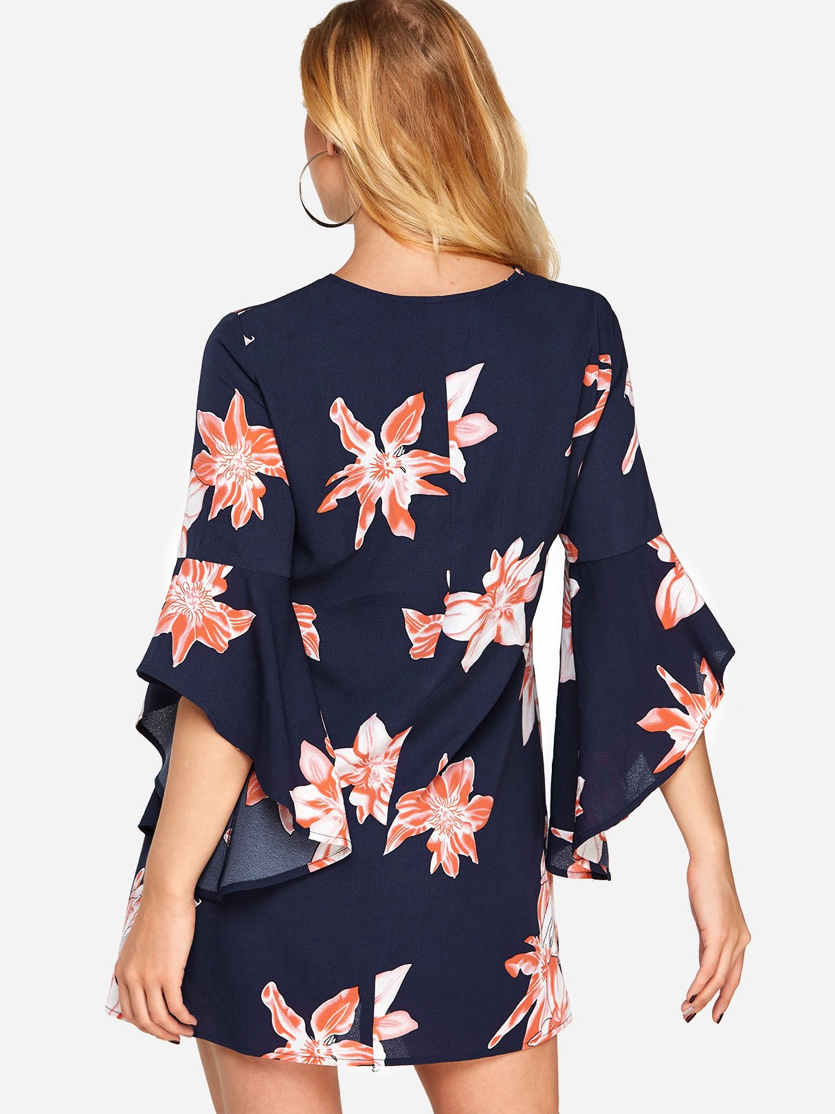 NEW FEELING Womens Navy Floral Dresses