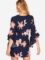 NEW FEELING Womens Navy Floral Dresses
