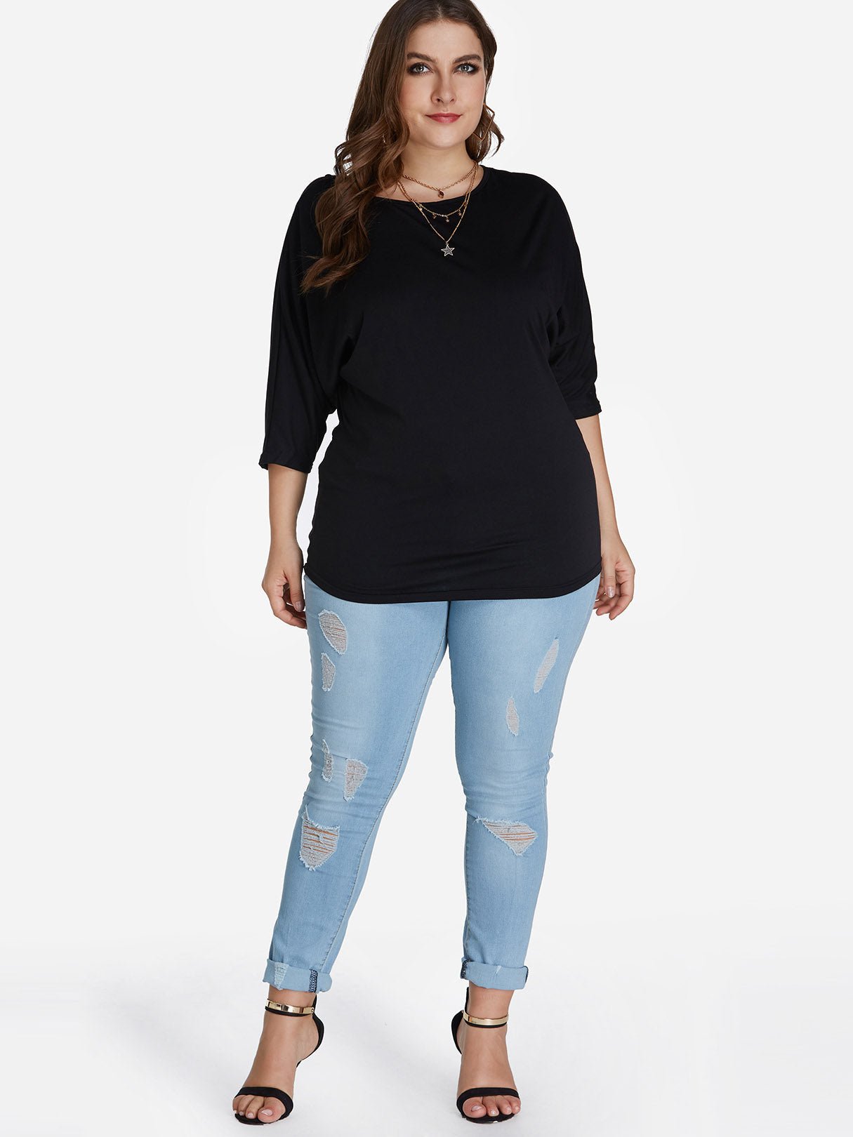 OEM ODM Womens 3/4 Sleeve Plus Size Tops