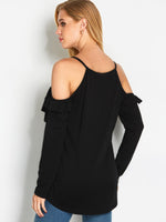 NEW FEELING Womens Black Blouses