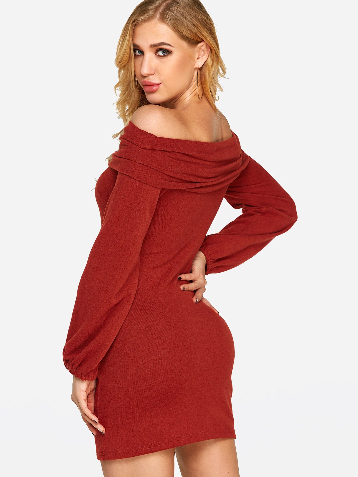 NEW FEELING Womens Red Off The Shoulder Dresses
