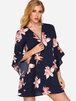 OEM Ladies Navy Floral Dresses