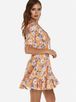 OEM Ladies Orange Floral Dresses