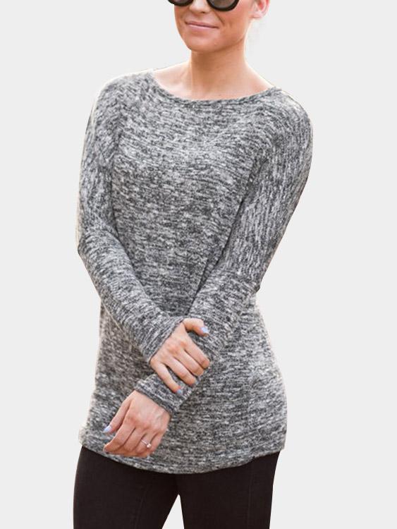 Wholesale Round Neck Long Sleeves Casual Tee