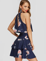 OEM Ladies Navy Floral Dresses