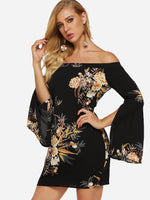 OEM Ladies Black Floral Dresses