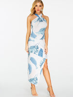 Wholesale White Halter Sleeveless Irregular Hem Casual Dress