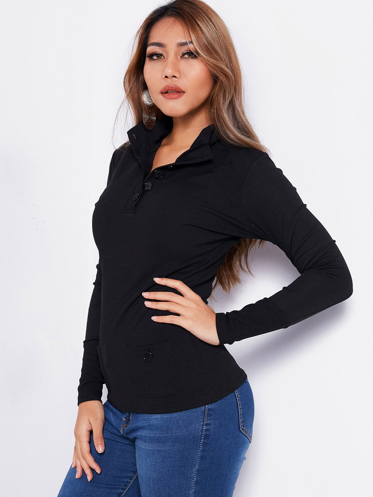 NEW FEELING Womens Black T-Shirts