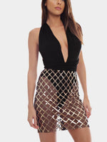 Wholesale Black V-Neck Sleeveless Backless Sequins Embellished Bodycon Sexy Dress