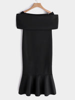 NEW FEELING Womens Black Off The Shoulder Dresses