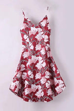 Wholesale V-Neck Sleeveless Floral Print Curved Hem Dresses