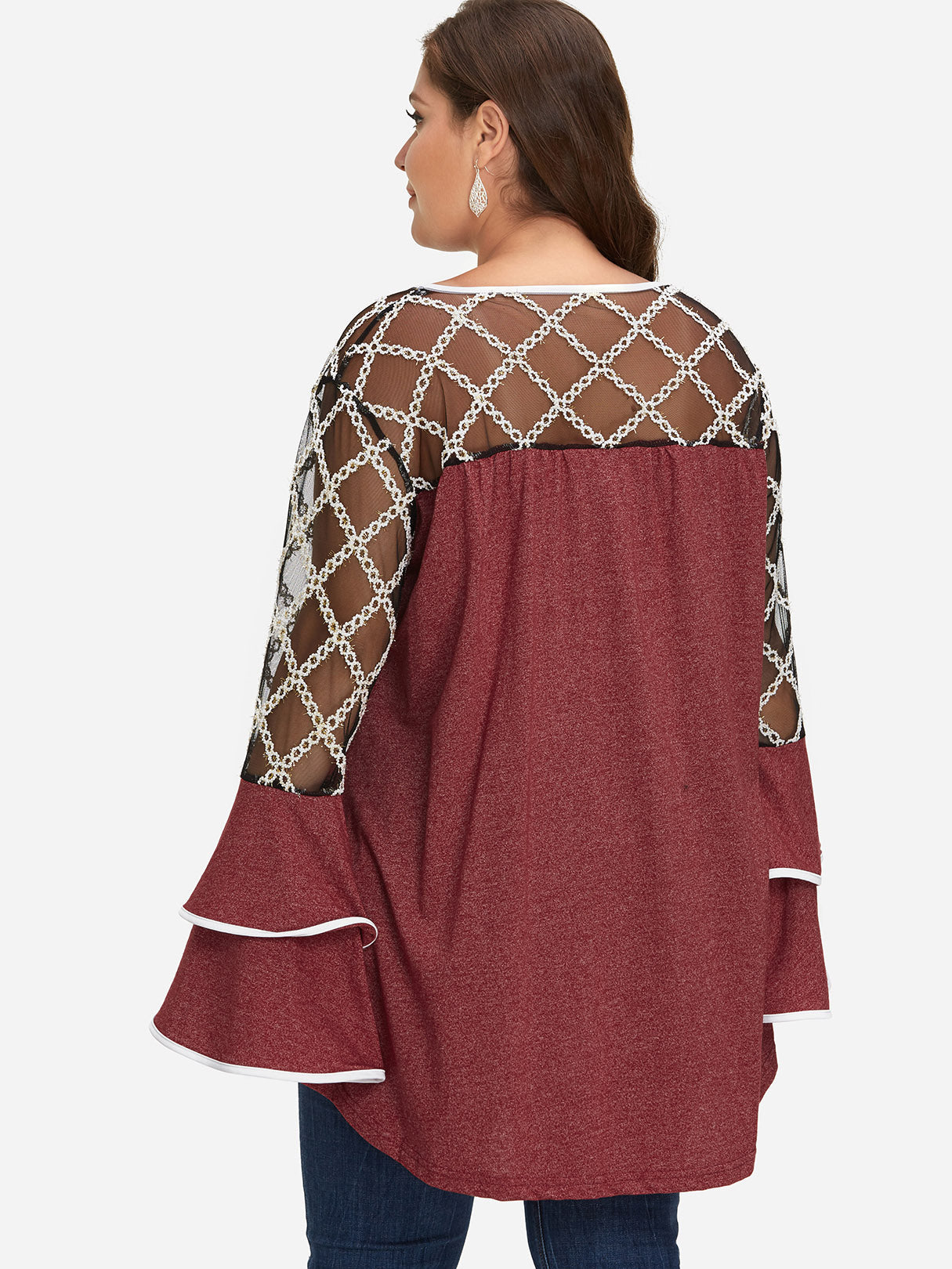 NEW FEELING Womens Red Plus Size Tops
