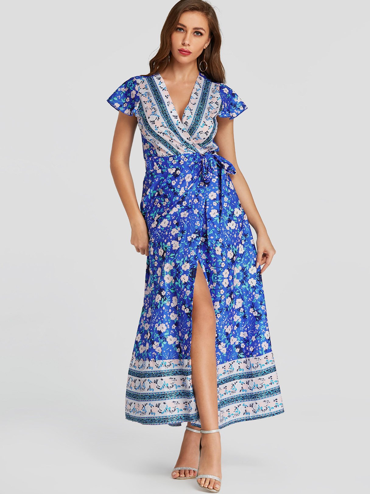 OEM Ladies Blue Maxi Dresses