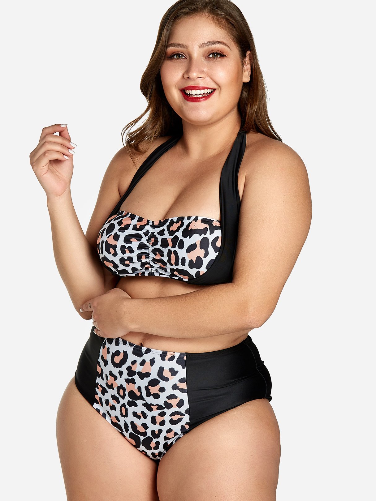 OEM Ladies Leopard Plus Size Swimwear