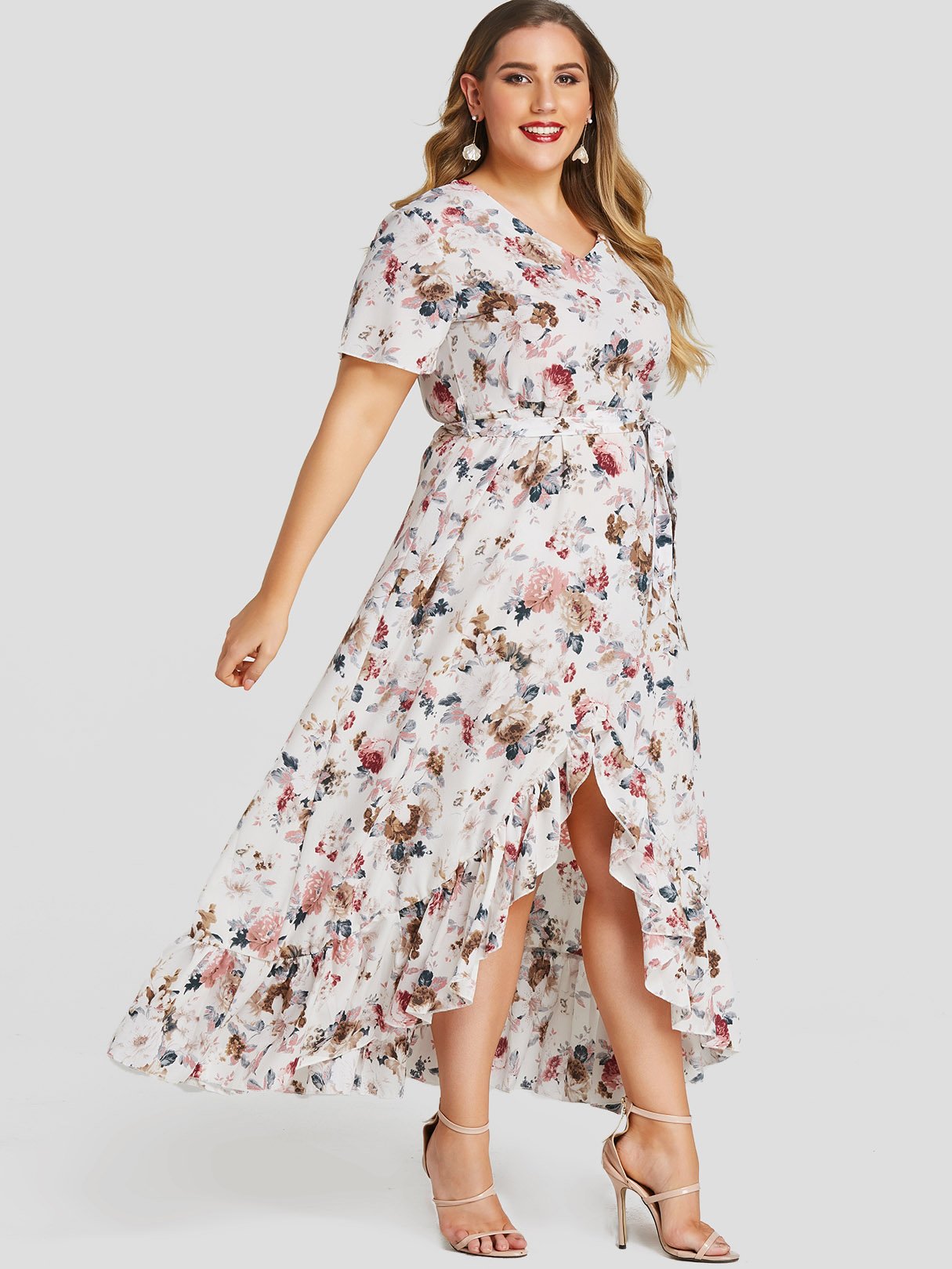 NEW FEELING Womens White Plus Size Dresses