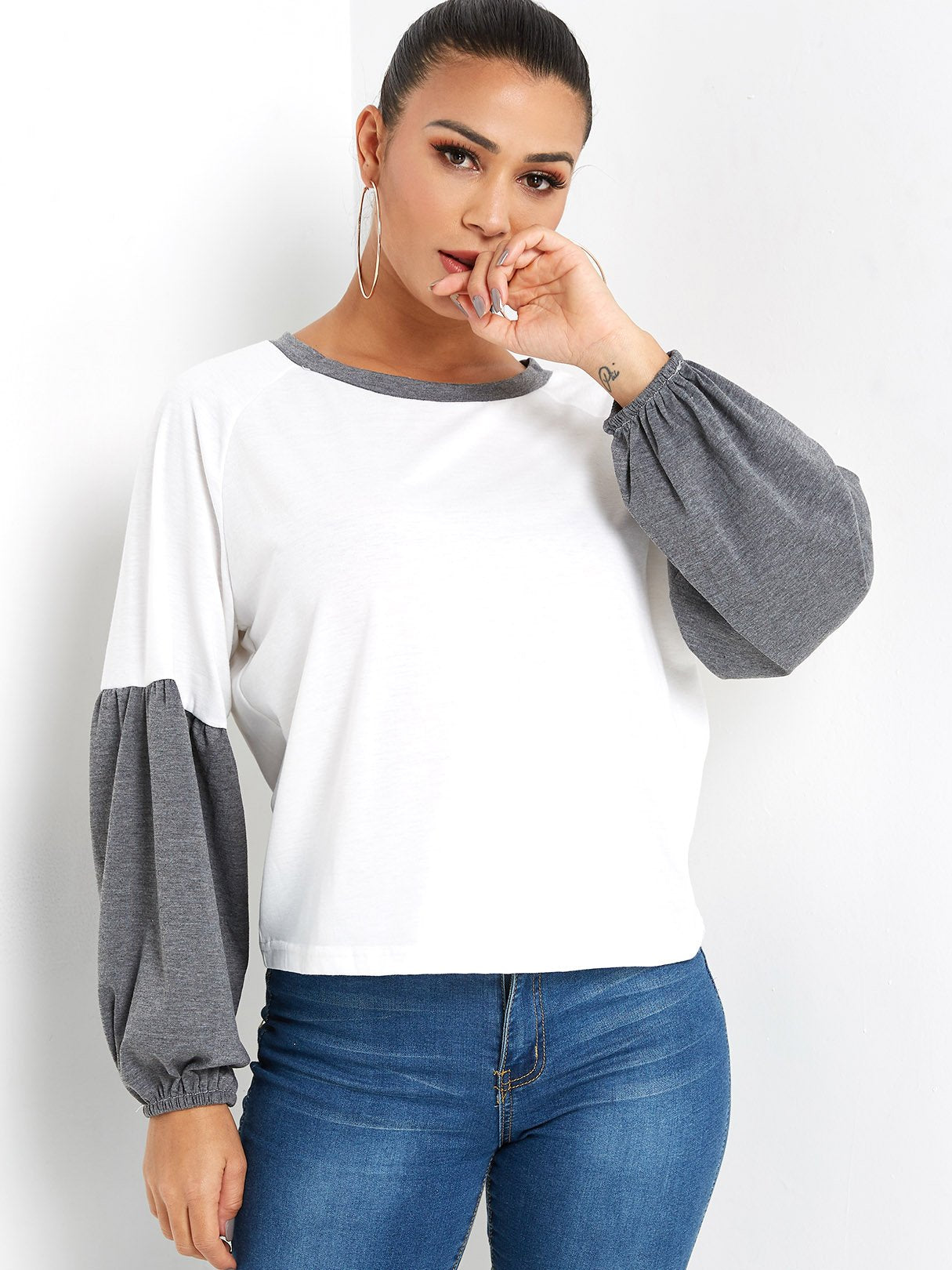 Wholesale Crew Neck Plain Long Sleeve Tee
