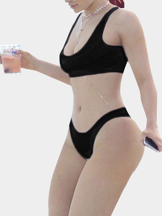 NEW FEELING Womens Black Bikinis