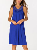 Wholesale V-Neck Pleated Sleeveless Blue Beach Dresses 