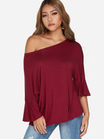 NEW FEELING Womens Burgundy T-Shirts