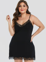 Wholesale V-Neck Lace Sleeveless Black Plus Size Intimates