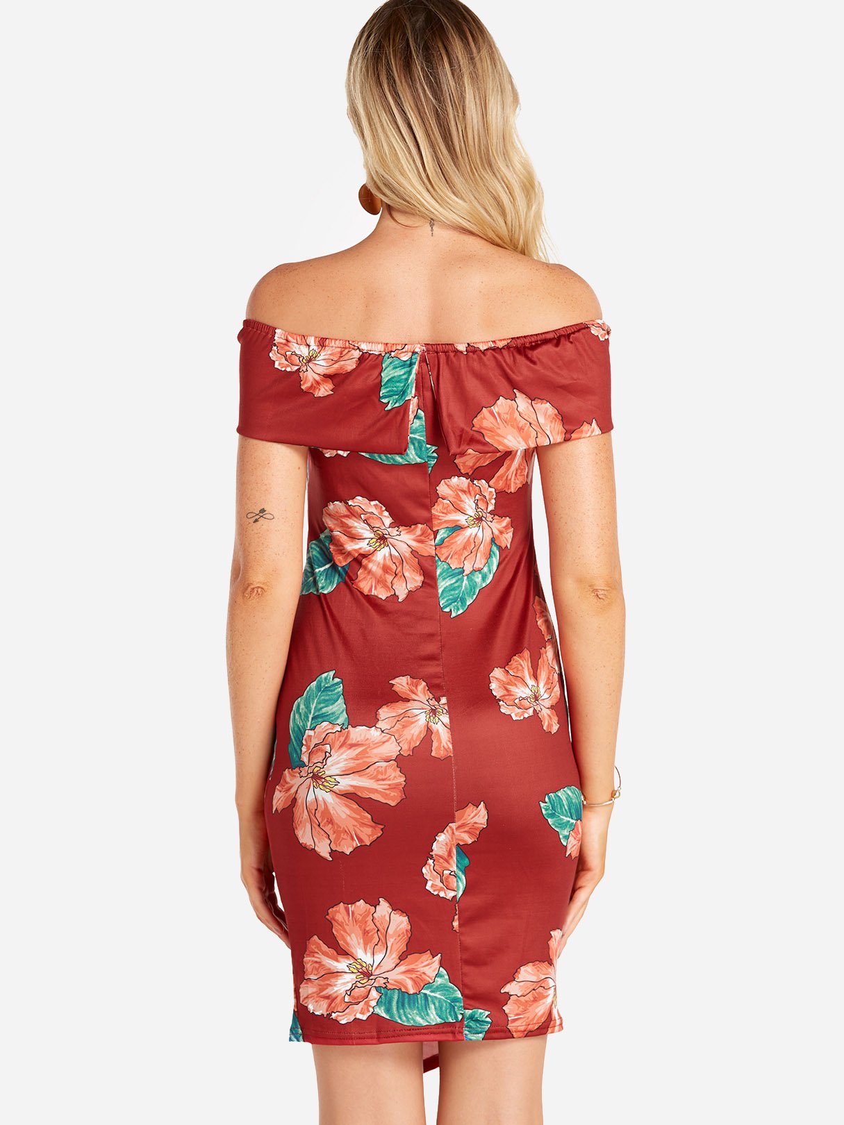 NEW FEELING Womens Red Floral Dresses