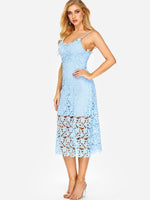 OEM Ladies Blue V-Neck Dresses