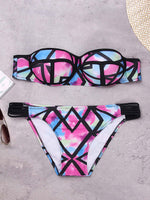 Wholesale Strapless Geometrical Sleeveless Bikini Set