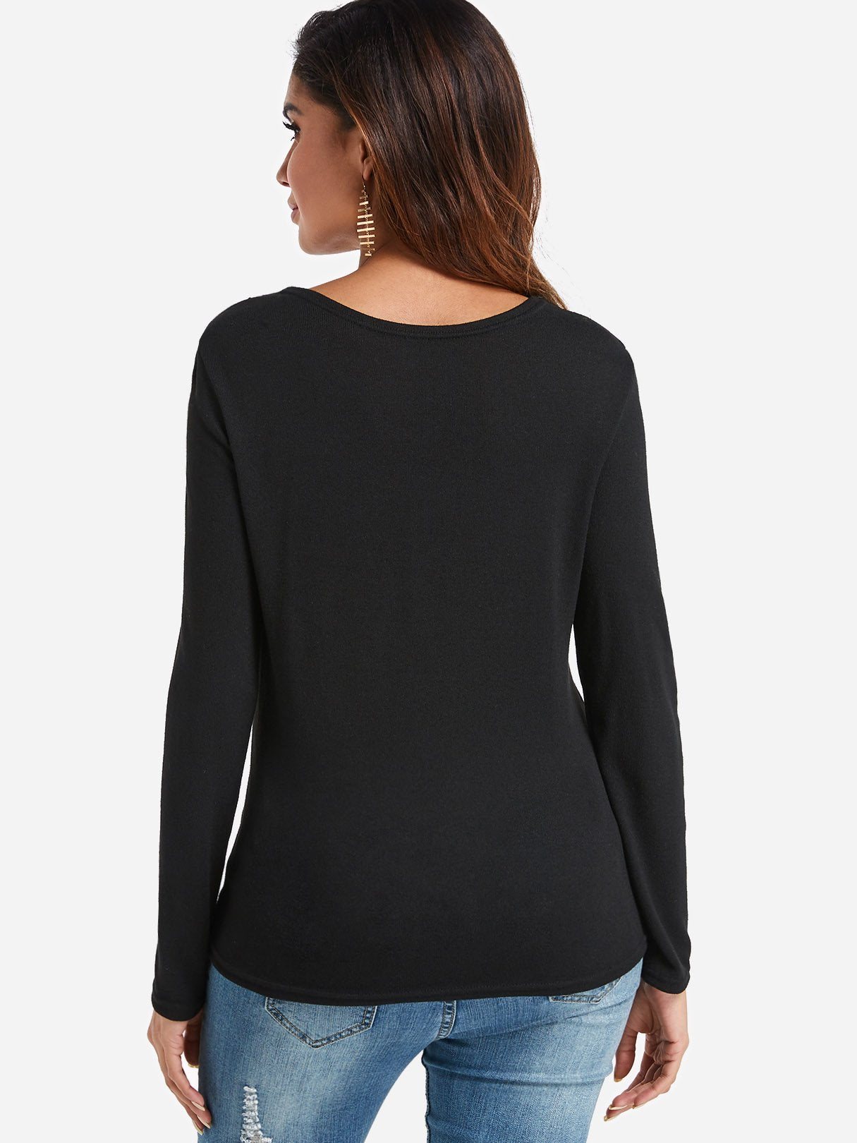 NEW FEELING Womens Black T-Shirts