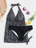 Wholesale Halter V-Neck Backless Tie-Up Sleeveless Grey Tankinis