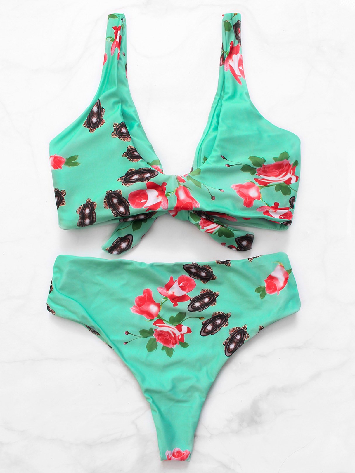 NEW FEELING Womens Green Bikinis