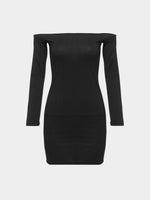 Wholesale Bateau Off The Shoulder Long Sleeve Mini Dress