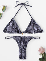 Wholesale Halter Leopard Crossed Front Two Piece Bikinis