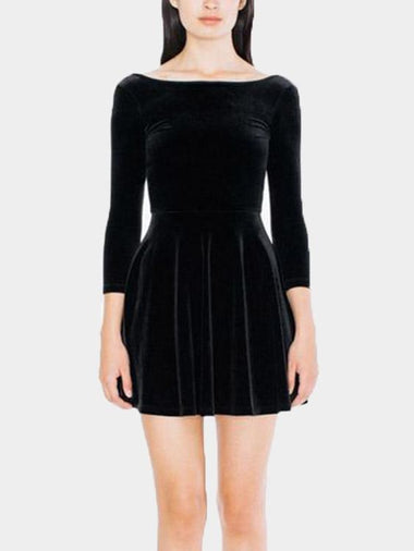 Wholesale Black Round Neck Long Sleeve Plain Backless Flounced Hem Sexy Dresses