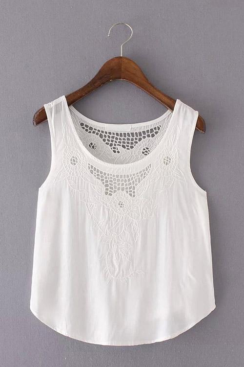 Wholesale Round Neck Ultra-Thin Lace Insert Cami Top