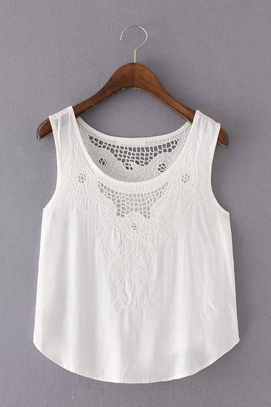 Wholesale Round Neck Ultra-Thin Lace Insert Cami Top