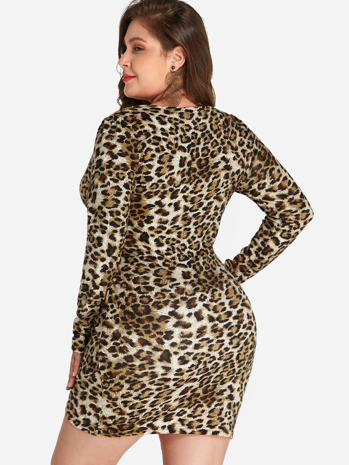 NEW FEELING Womens Leopard Plus Size Dresses