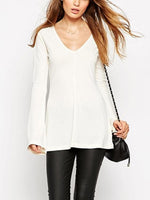 Wholesale V-Neck Plain Long Sleeve White T-Shirts