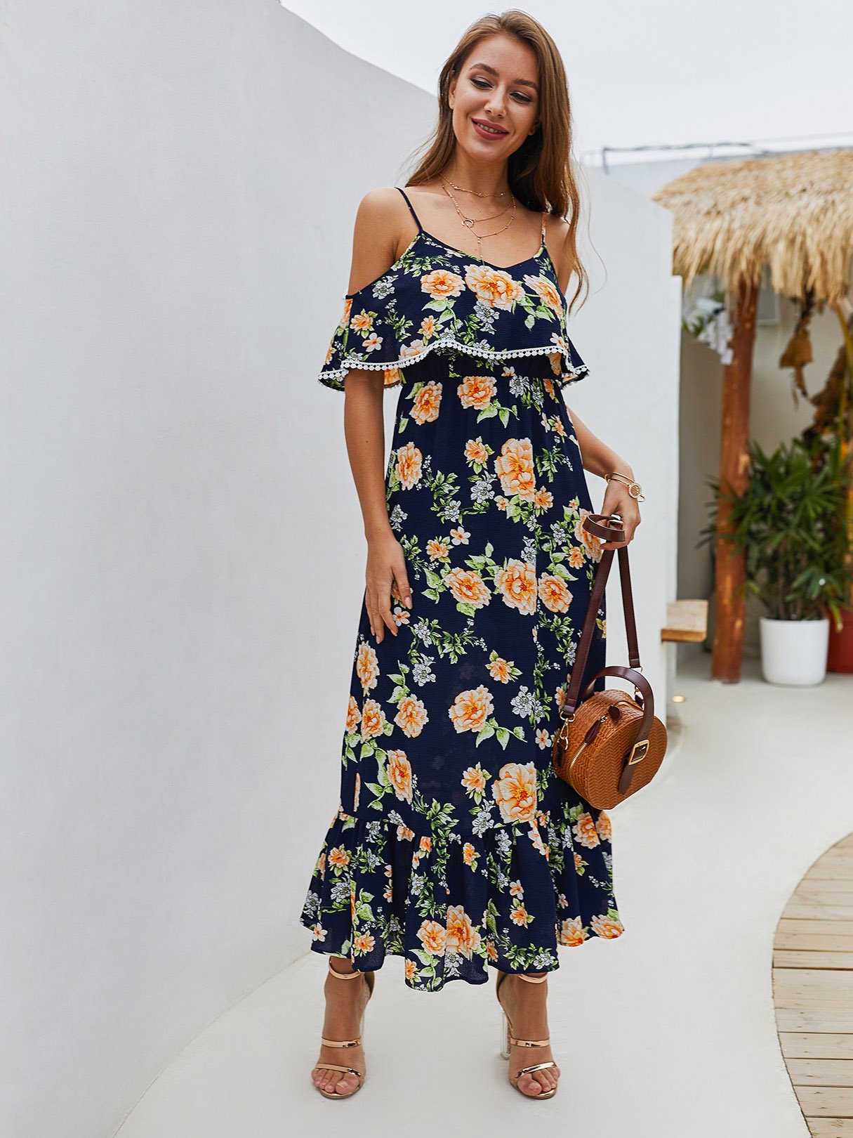 ODM Ladies Short Sleeve Maxi Dress