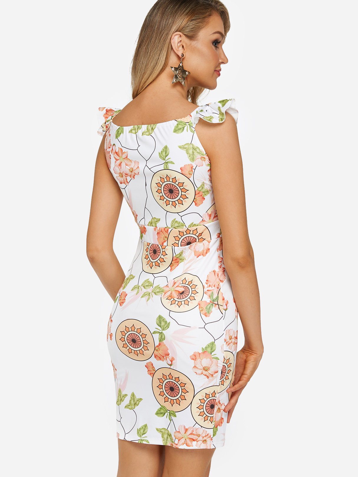 NEW FEELING Womens White Floral Dresses