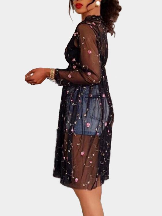 NEW FEELING Womens Black Floral Dresses